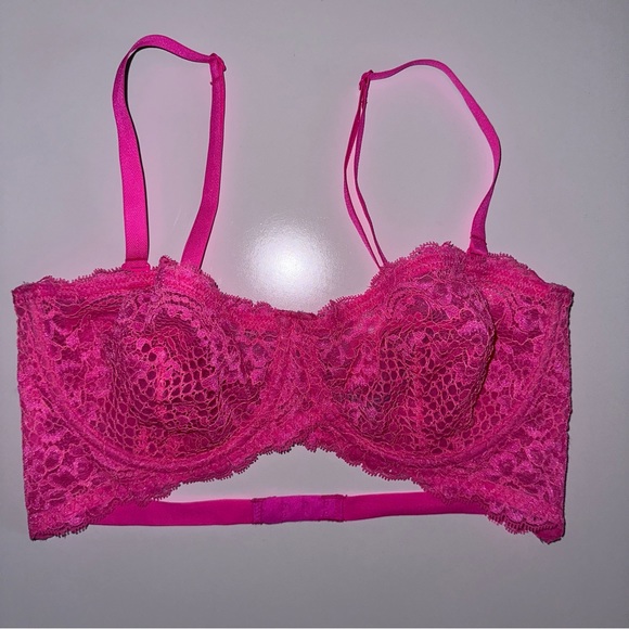 Intimately Free People Neon Pink Lace Underwire Bra Size 34D Like New! - Picture 3 of 9